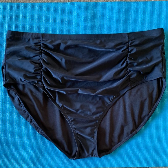 NEW Terra & Sky Women's Black Solid Highwaist Swimsuit Bottom Plus SZ 5X 32W-34W - Picture 2 of 16